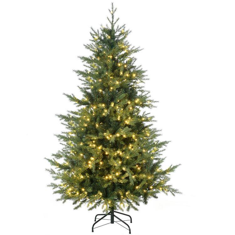 Front. PULUZ - 6 feet Artificial Prelit Christmas Trees Holiday Decor with Warm White LED Lights, Auto Open, 8 Light Modes - Green.