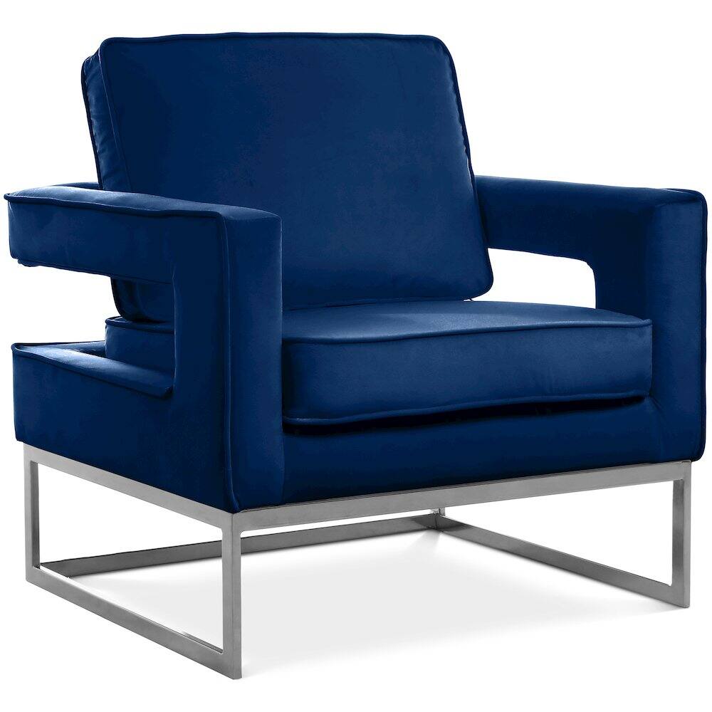 Meridian Furniture - Noah Navy Velvet Accent Chair - Blue