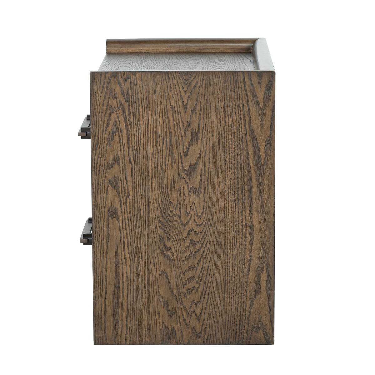 Alt View 3. Loheer - Loheer Mid Century Modern Nightstand, Two Drawer Bedside Table in Dark Walnut - Dark Walnut.