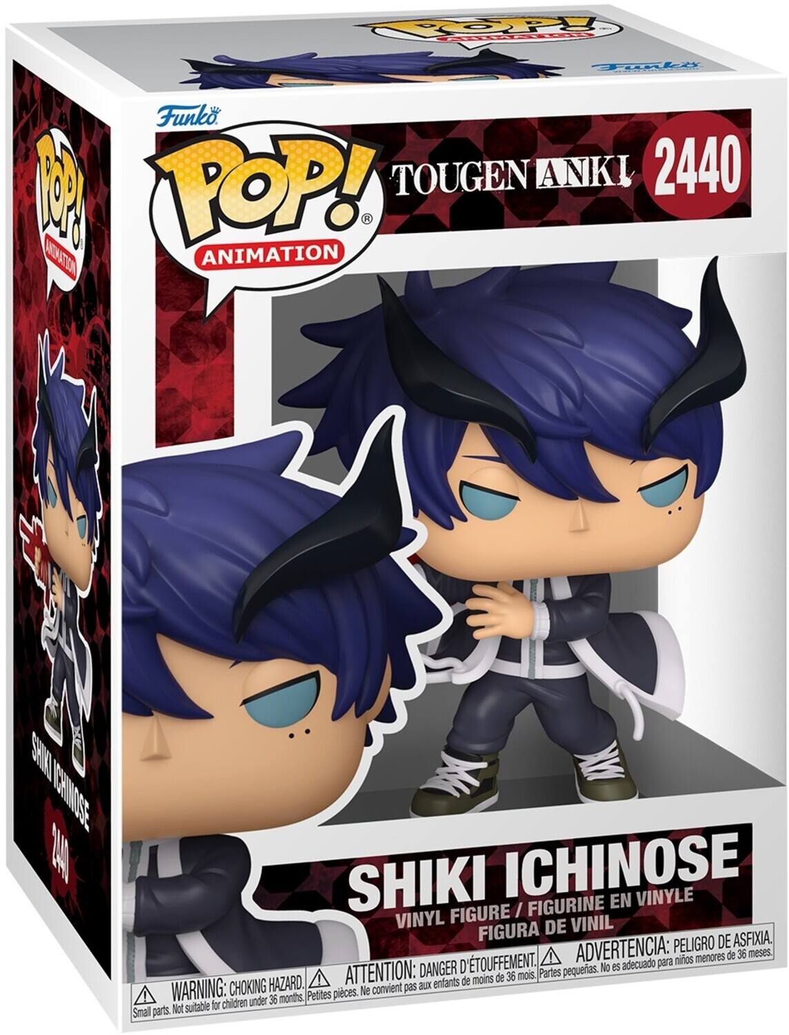 iopo ANIMATORI  
Funko POP! ANIMATION  
TOUGEN ANKI 2440  
SHIKI ICHINOSE FIGURINE EN VINYLE FIGURE / VINYL DE VINIL FIGURA DE ASFIXIA.  
ADVERTENCIA: PELIGRO DE ASFIXIA.  
ATTENTION: DANGER D'ÉTOUFFEMENT.  
WARNING: CHOKING HAZARD.  
No es adecuado para niños menores de 36 meses,  
Ne convient pas aux enfants de moins de 36 mois,  
Petites pièces. Not suitable for children under 36 months, Small parts.