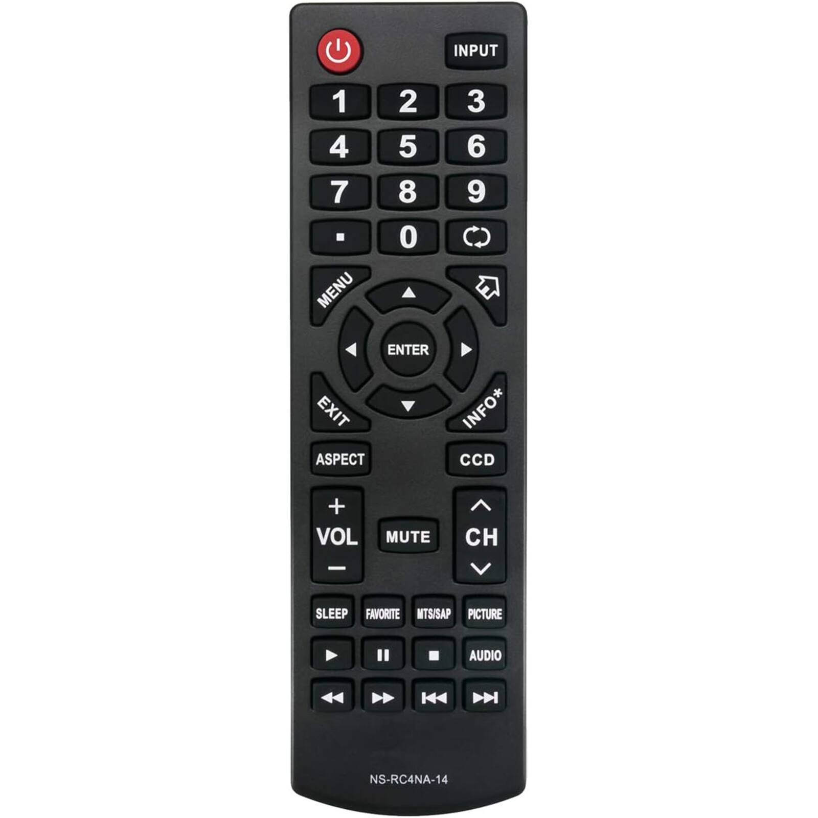 ZdalaMit - Replacement Remote NS-RC4NA-14 for INSIGNIA TV NS-32D311NA15 NS-32D312NA15 NS-32D312NA15H1 NS-32D312NA15H2 NS-32D510NA15 - Black