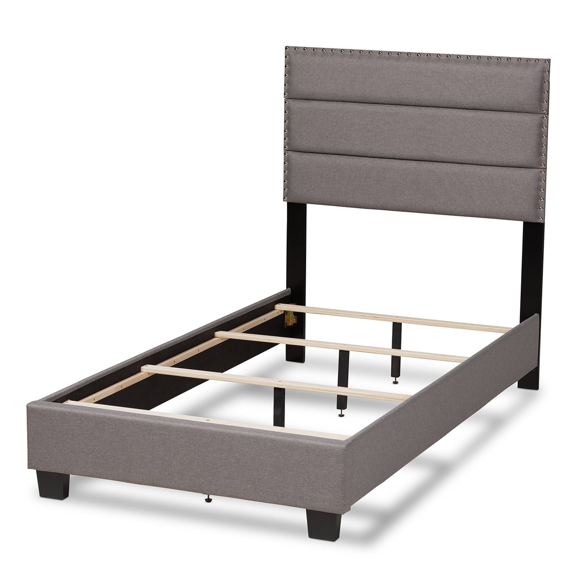 Left. Baxton Studio - Ansa Modern and Contemporary Fabric Upholstered Bed - Grey/Black.