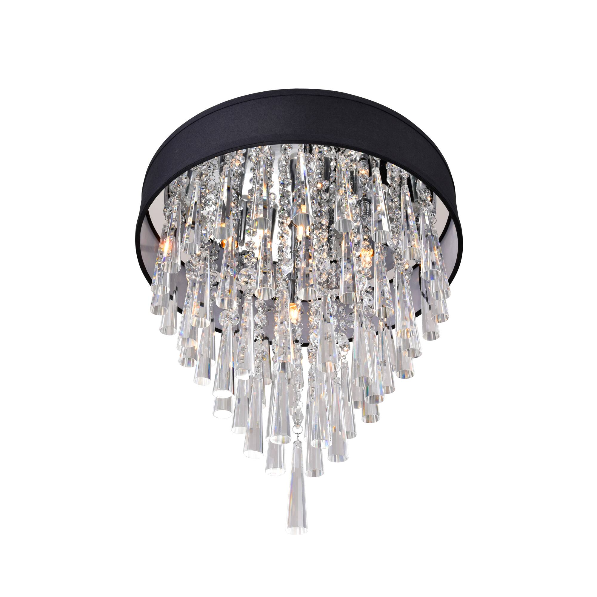 Left. CWI Lighting - Franca 4 Light Drum Shade Flush Mount With Chrome Finish - Black.