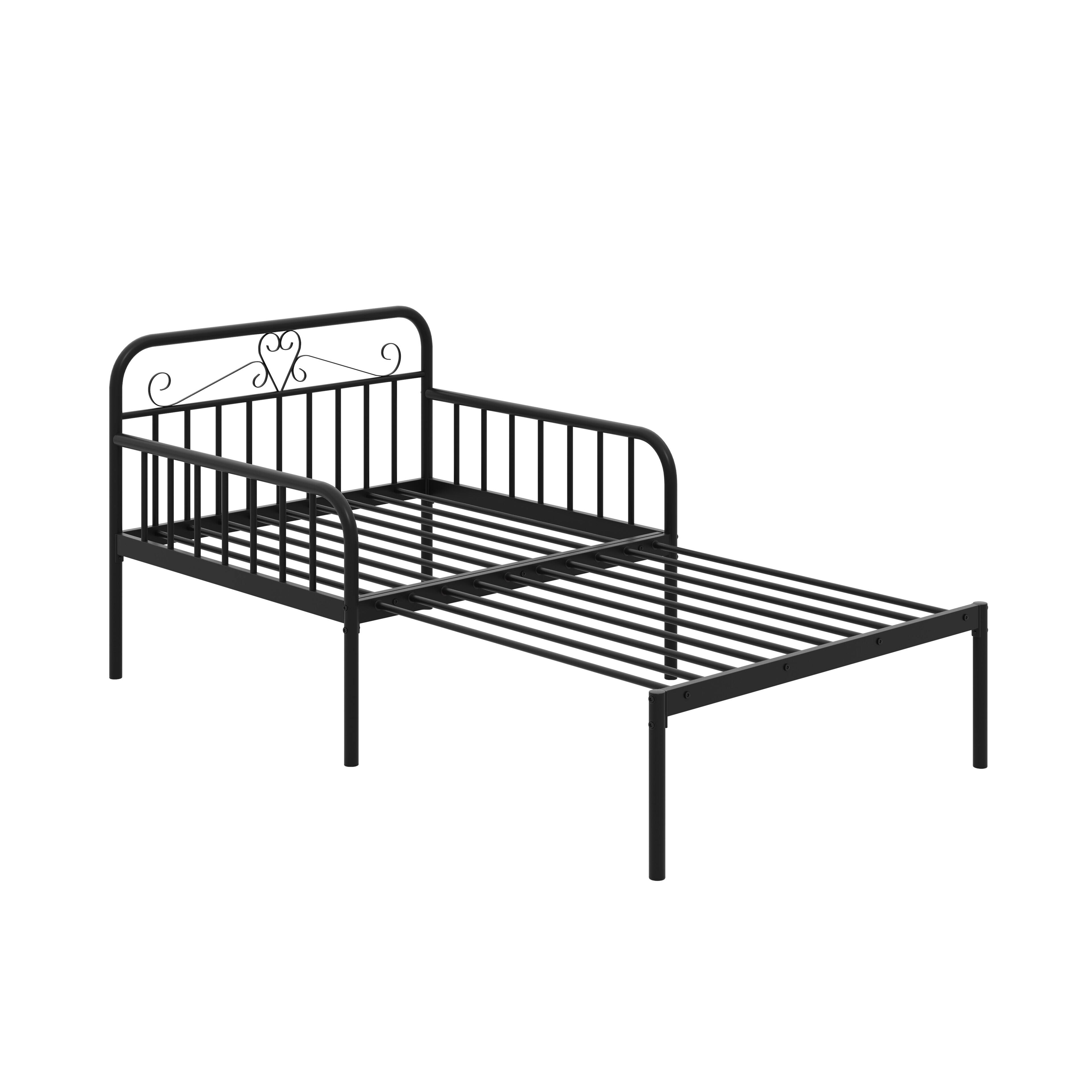 Angle. Costway - Metal Daybed Extendable Daybed to Twin Size Bed Heavy Duty Slats Support Sofa Bed - Black.