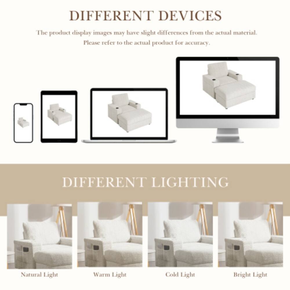 DIFFERENT DEVICES  
The product display images may have slight differences from the actual material. Please refer to the actual product for accuracy.  

DIFFERENT LIGHTING  
Natural Light  
Warm Light  
Cold Light  
Bright Light
