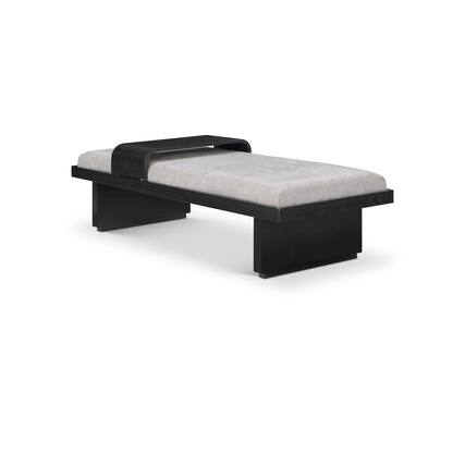 Front. Meridian Furniture - Arlington Light Grey Chenille Fabric Bench - Grey.