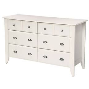 Front. SlickBlue - Traditional 6-Drawer Bedroom Dresser for Clothes and Essentials - White.
