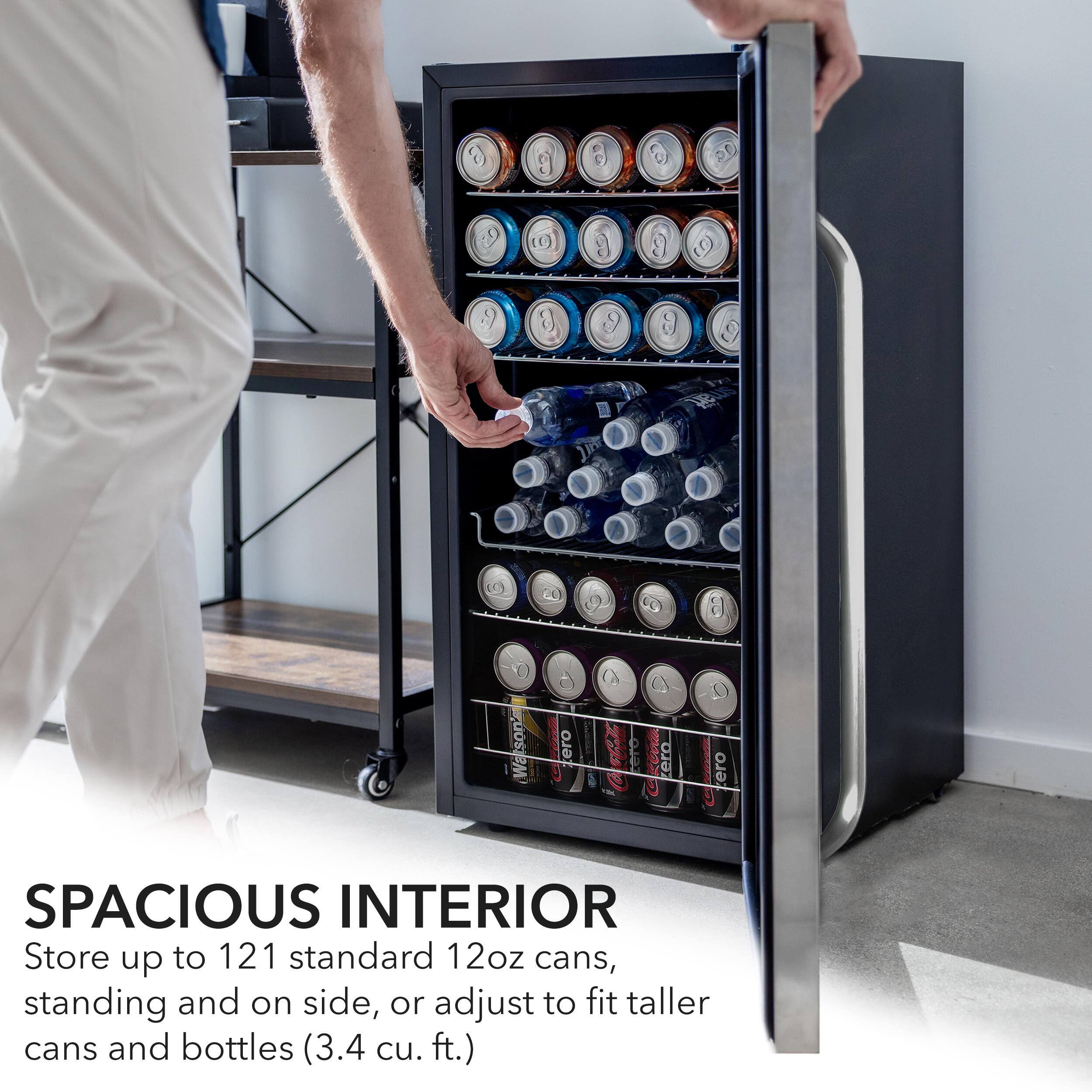 Alt View 12. Whynter - BR-1211DS Whynter Freestanding 121 Can Beverage Refrigerator with Digital Control and Internal Fan - Stainless steel.