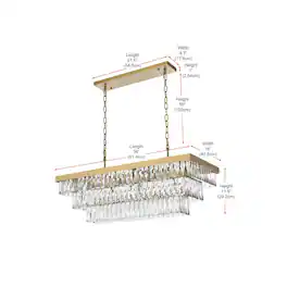 Elegant Lighting - Josephine 36 Inch Rectangular Chandelier In Satin Gold - Satin Gold And Clear