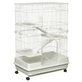 Pawhut - 4-Level Small Animal Cage Rabbit Hutch with Wheels, Removable Tray, Platform and Ramp for Bunny, Chinchillas