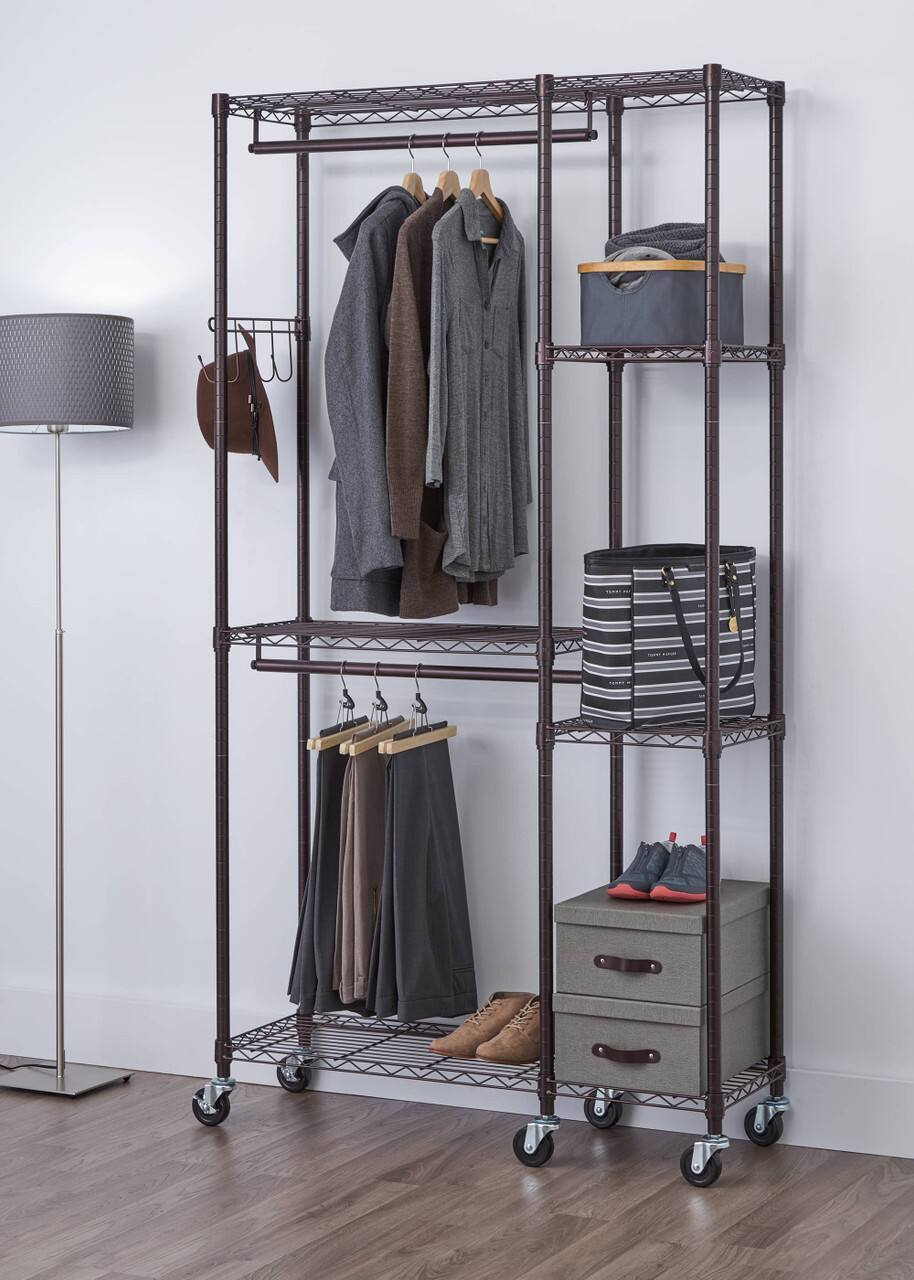 Angle. TRINITY - 41x14x76 Rolling Closet Organizer Dark Bronze - Dark Bronze.