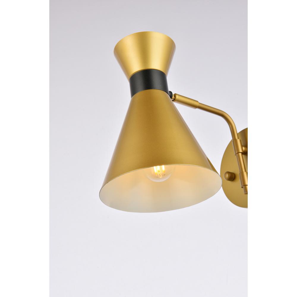 Alt View 3. Living District - Halycon 6 inch light brass wall sconce - Brass And Black.