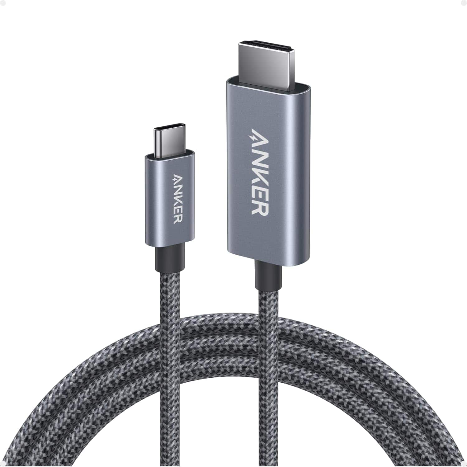Anker - HDMI Cable, 4K@60Hz Ultra-Fast Nylon-Braided USB C to HDMI Cord - Black