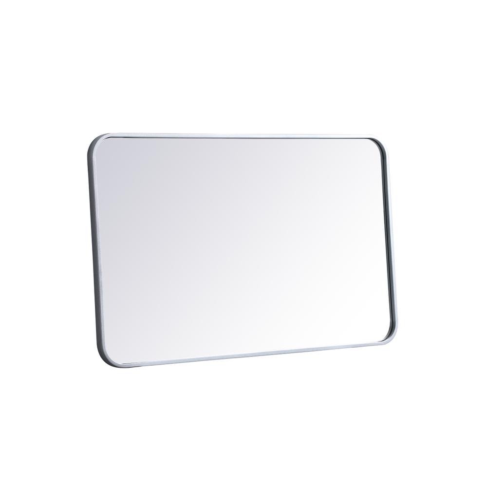 Left. Elegant Decor - Soft corner metal rectangular mirror 22x36 inch in Silver - Silver.