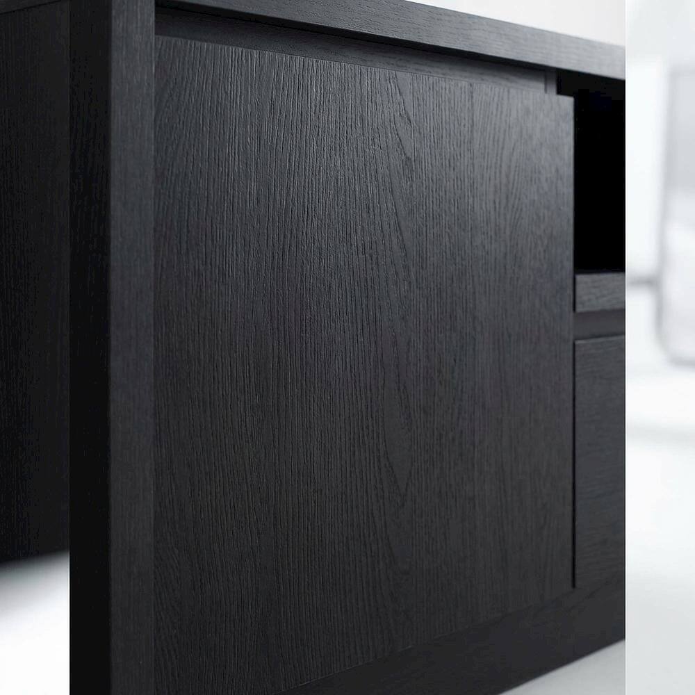 Alt View 4. FurniFact - Black 2-Door TV Stand Media Console with Contemporary Style and Engineered Wood - Black.