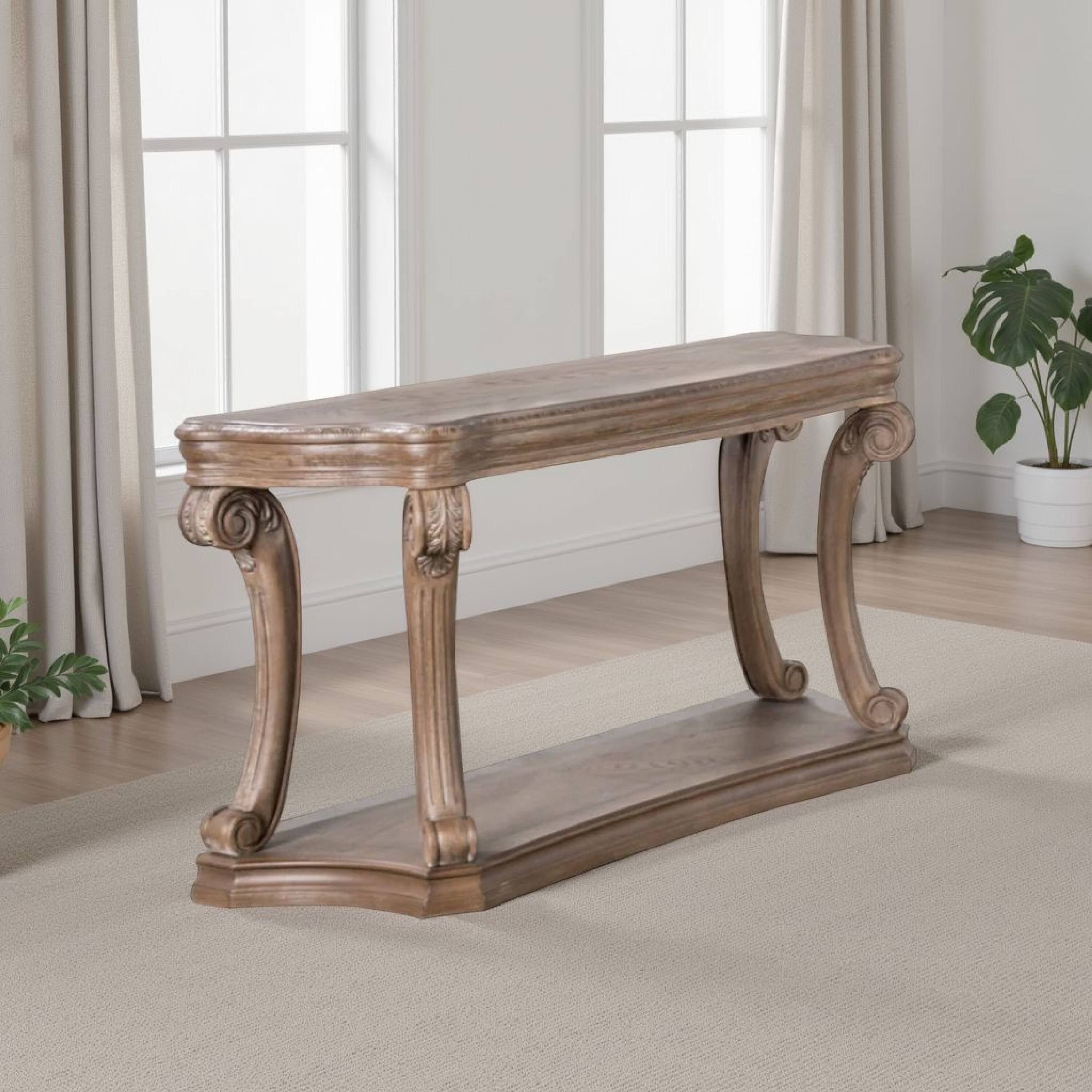 Alt View 5. Manhattan Lane - Olane Sofa Table, Weathered Oak Brown Wood, Rustic Farmhouse 54 Inch - Oak Brown.
