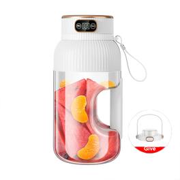 PRIMEPLUS - 1000ML Portable Juicer Blender, 10-Leaf Stainless Steel Blade USB-C Rechargeable Personal Smoothie Maker for Gym Office - White