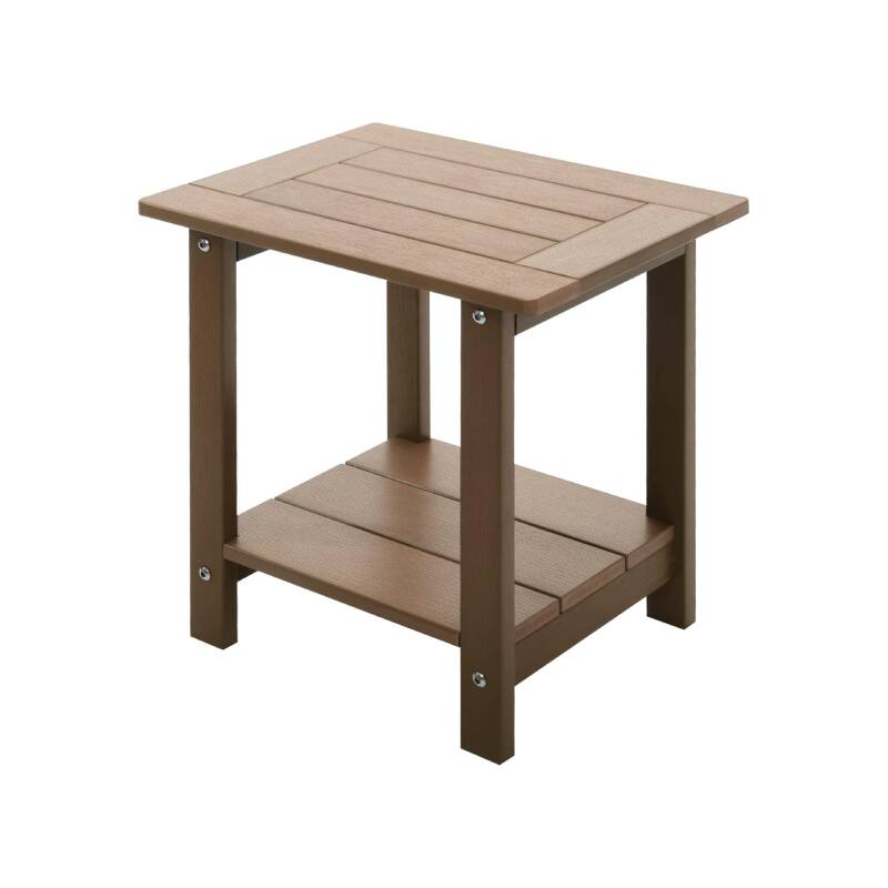 Front. Lent Glitter Wood - DOUBLE DECK POLYSTYRENE OUTDOOR PATIO TABLE - Brown.