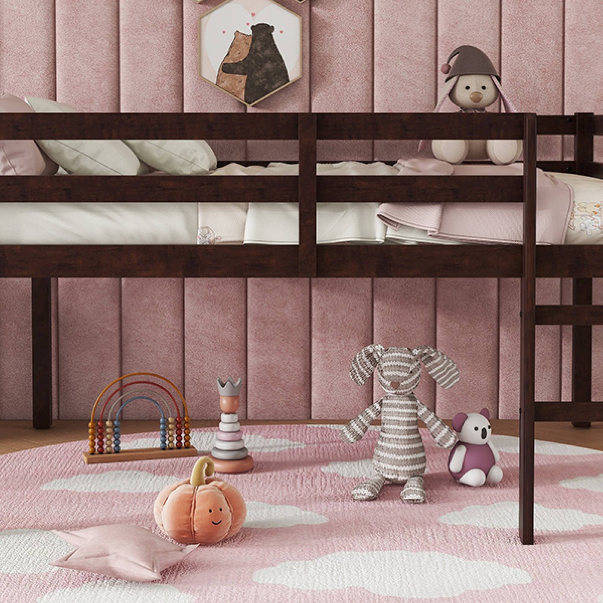 Alt View 8. GOODSILO - Premium Full-Size Loft Bed with Ladder Designed for Space Optimization and Stylish Comfort - Espresso.