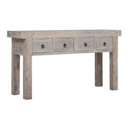 Maven Lane - Veena Handmade Heritage Wooden Console Table, Distress Finish - Natural