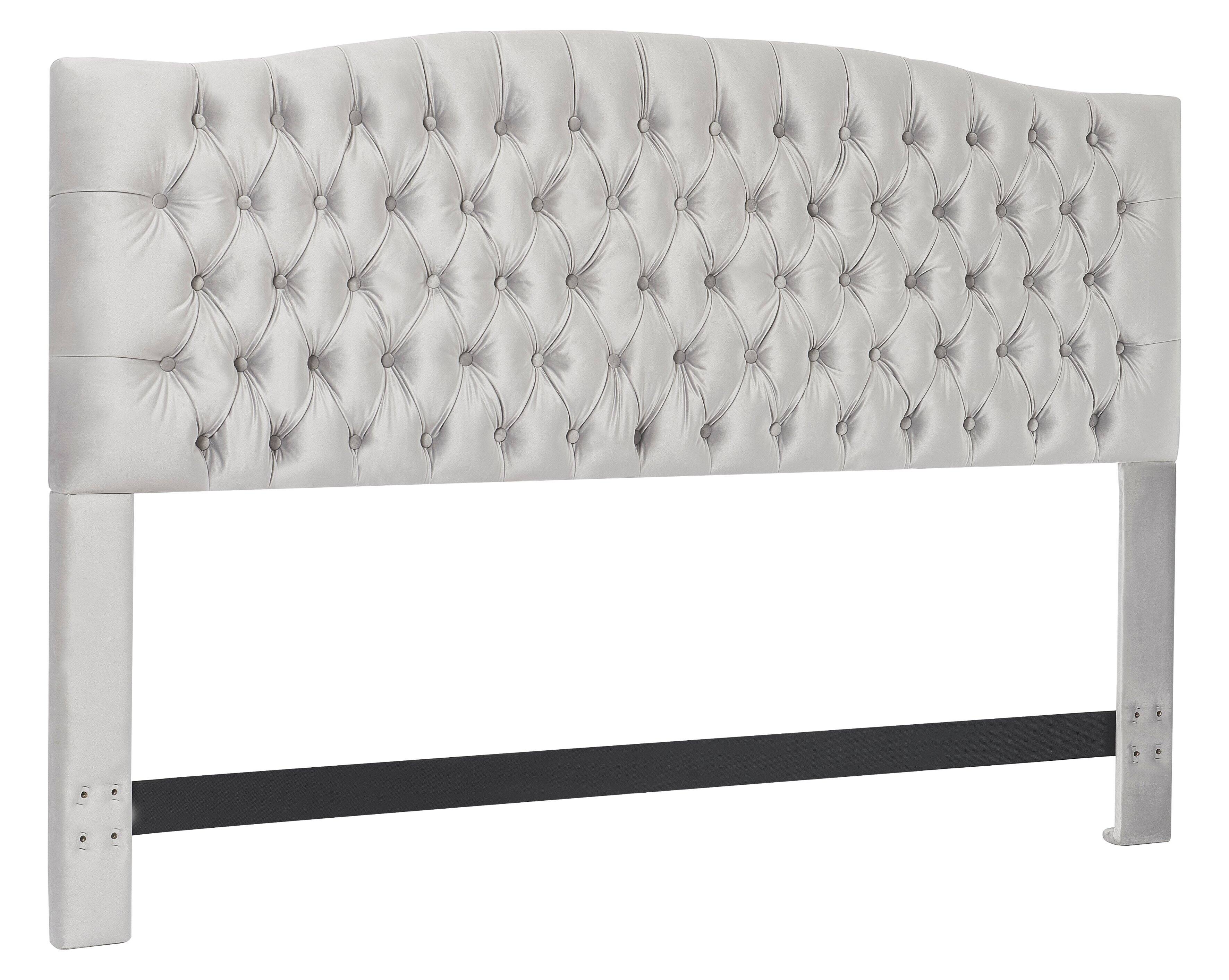 Left. Elle Decor - Elle Decor Celeste King Size Headboard, Pearl Grey Velvet - Pearl Gray.