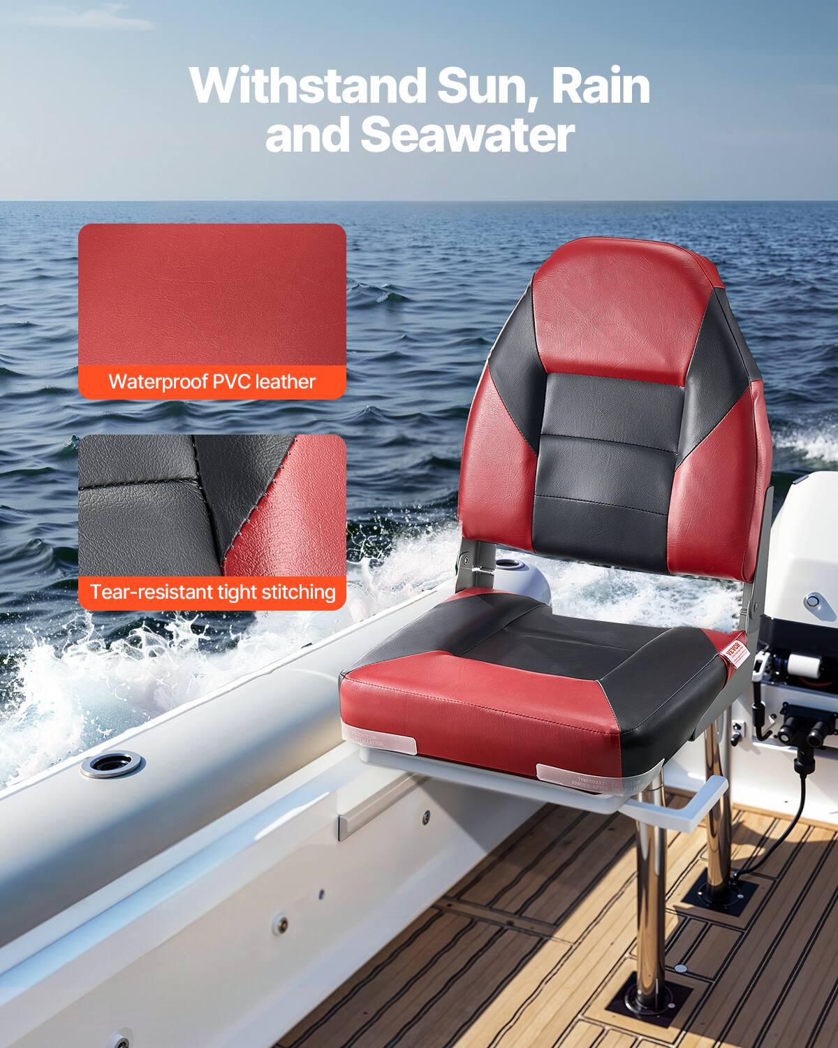 Withstand Sun, Rain and Seawater
Waterproof PVC leather
Tear-resistant tight stitching