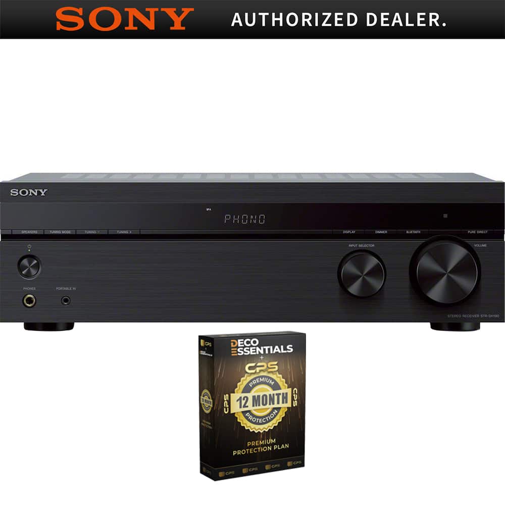 Sony - STRDH190 2-Ch Stereo Receiver with Phono Inputs & Bluetooth + 12 Month Warranty Bundle