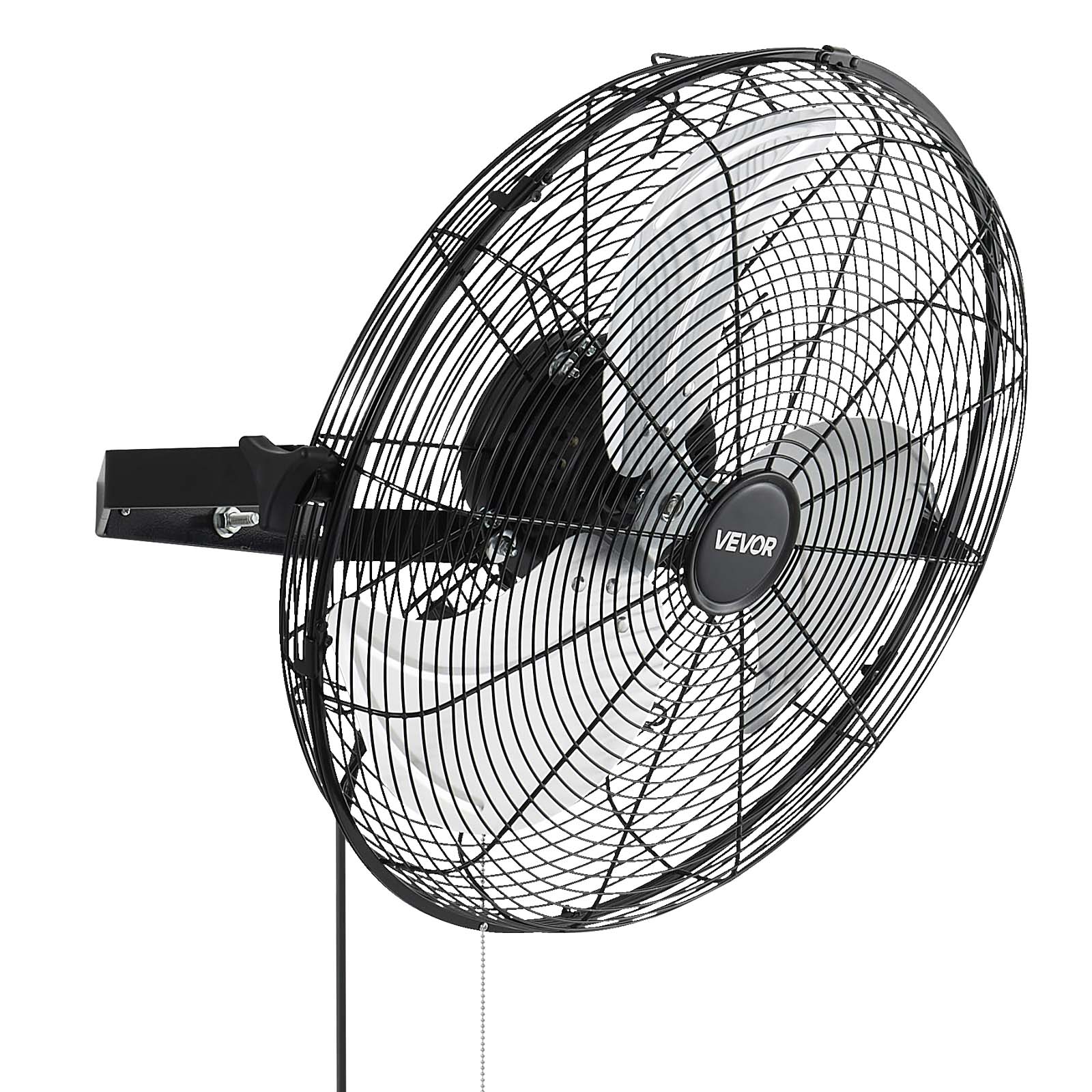 Alt View 5. VEVOR - Wall Mount Fan, 18 in Wall Mounted Hanging Fan, 3-Speed, Long Airflow Distance, Adjustable Rotation Angle - Black.