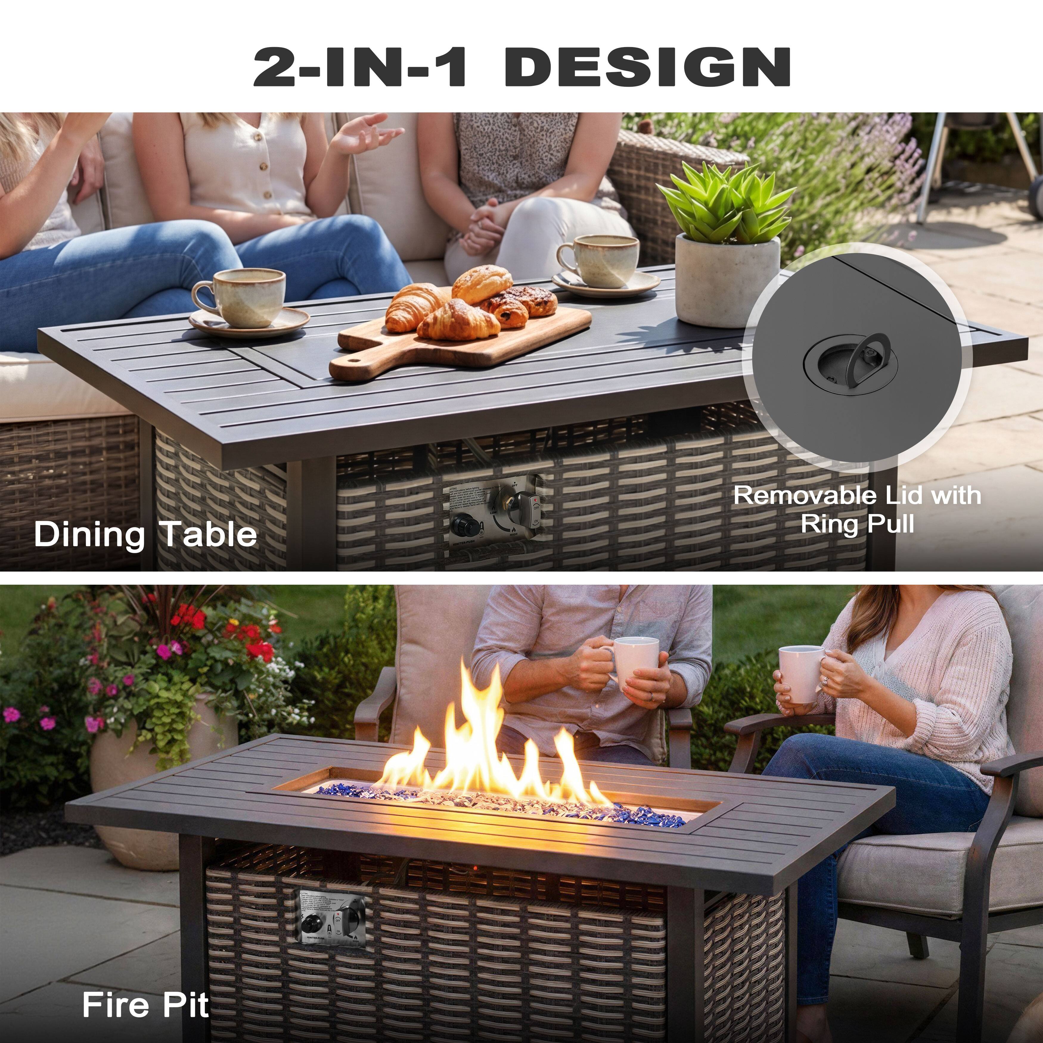 2-IN-1 DESIGN

Dining Table

Removable Lid with Ring Pull

Fire Pit