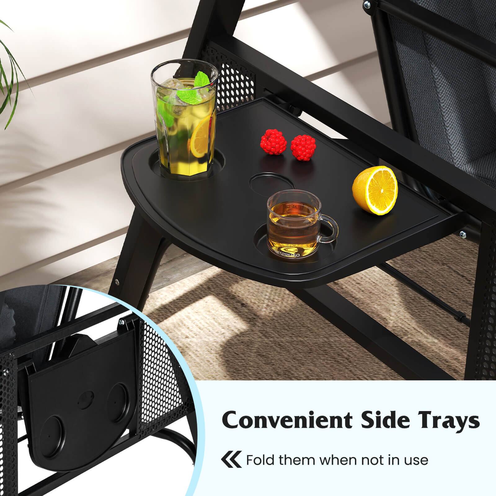 Convenient Side Trays  
Fold them when not in use