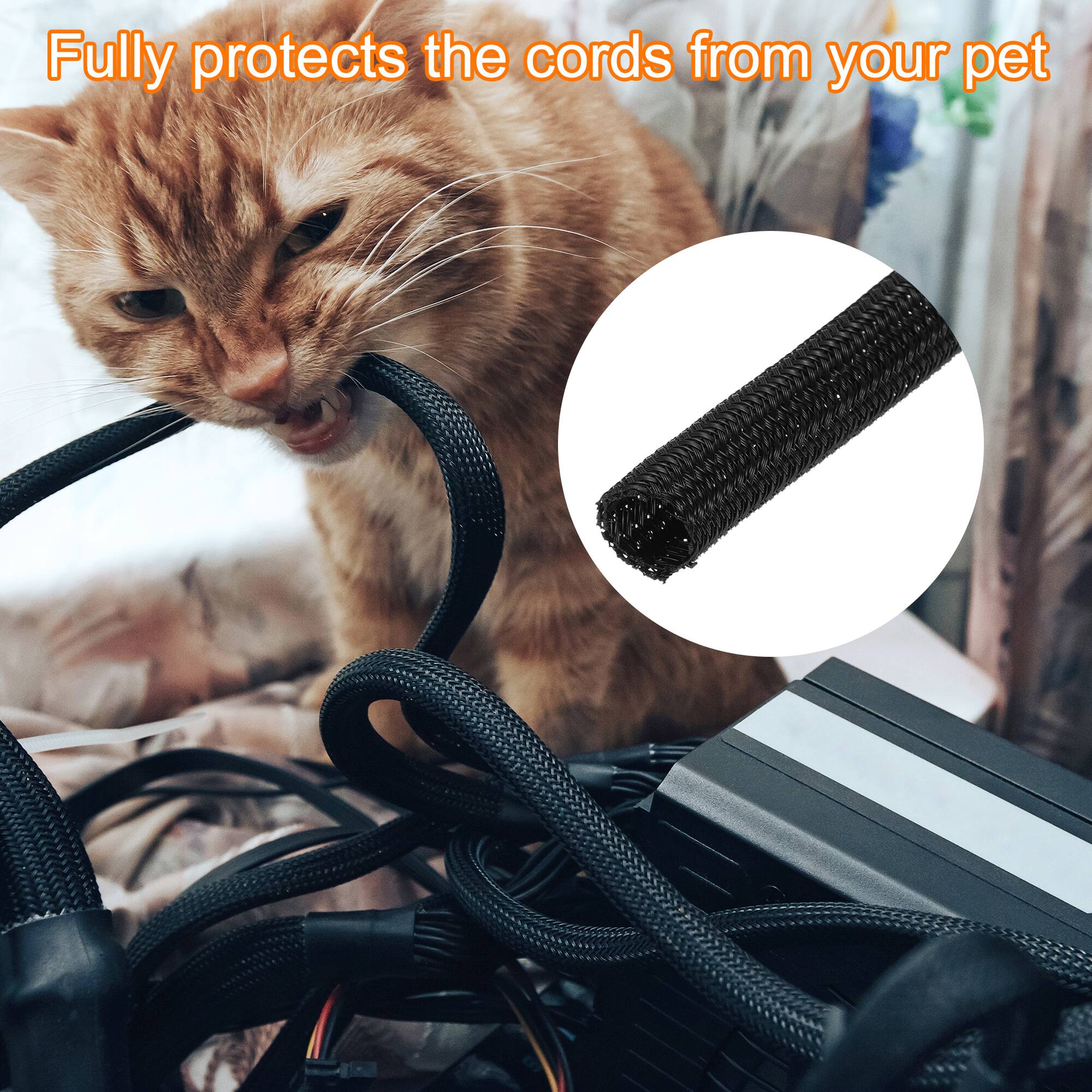 Fully protects the cords from your pet
