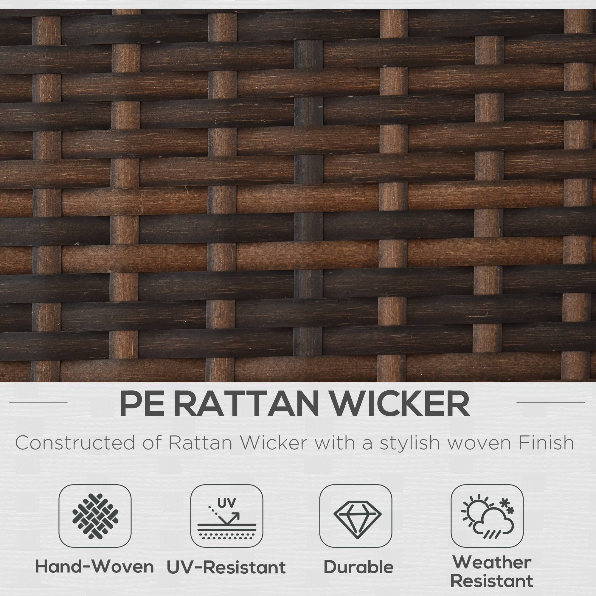 PE RATTAN WICKER
Constructed of Rattan Wicker with a stylish woven Finish
Hand-Woven UV-Resistant
Durable
Weather Resistant