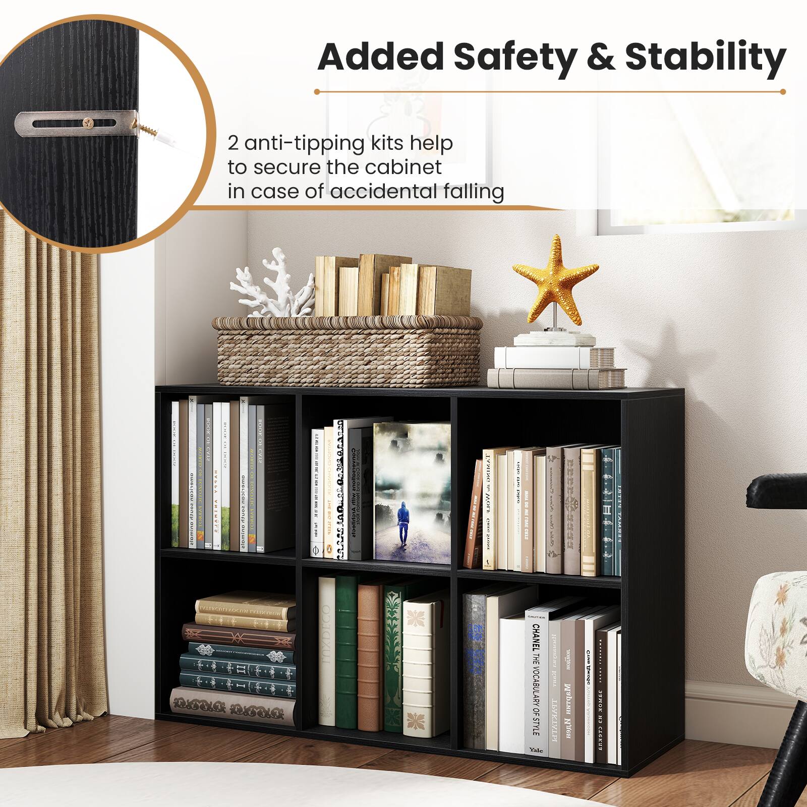 Added Safety & Stability

2 anti-tipping kits help to secure the cabinet in case of accidental falling