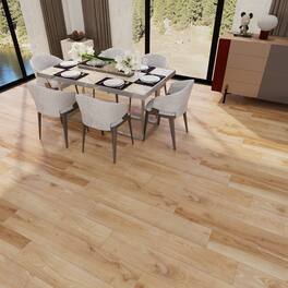 Dotfloor - Superoak SEKET Laminate Flooring - 48"x7.7" Planks, 8 Planks/Box (20.56 sq ft/Box), 12mm Thick, AC4 Wear Rating - Sunshine Hickory