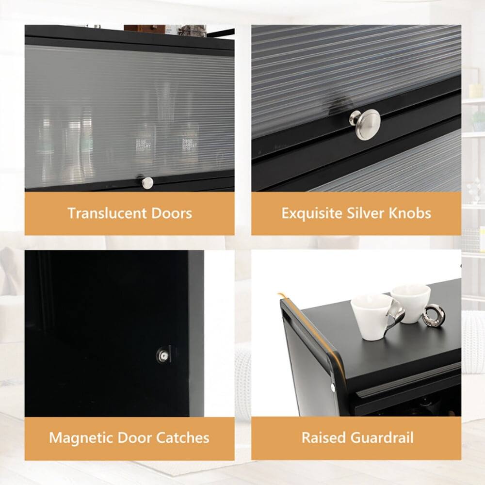 - Translucent Doors
- Exquisite Silver Knobs
- Magnetic Door Catches
- Raised Guardrail