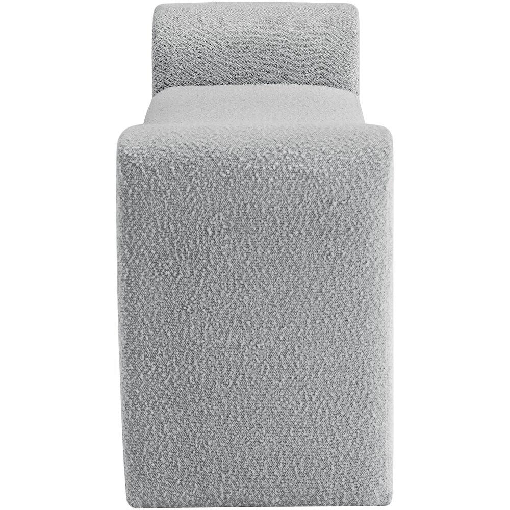 Alt View 3. Meridian Furniture - Stylus Grey Boucle Fabric Bench - Grey.