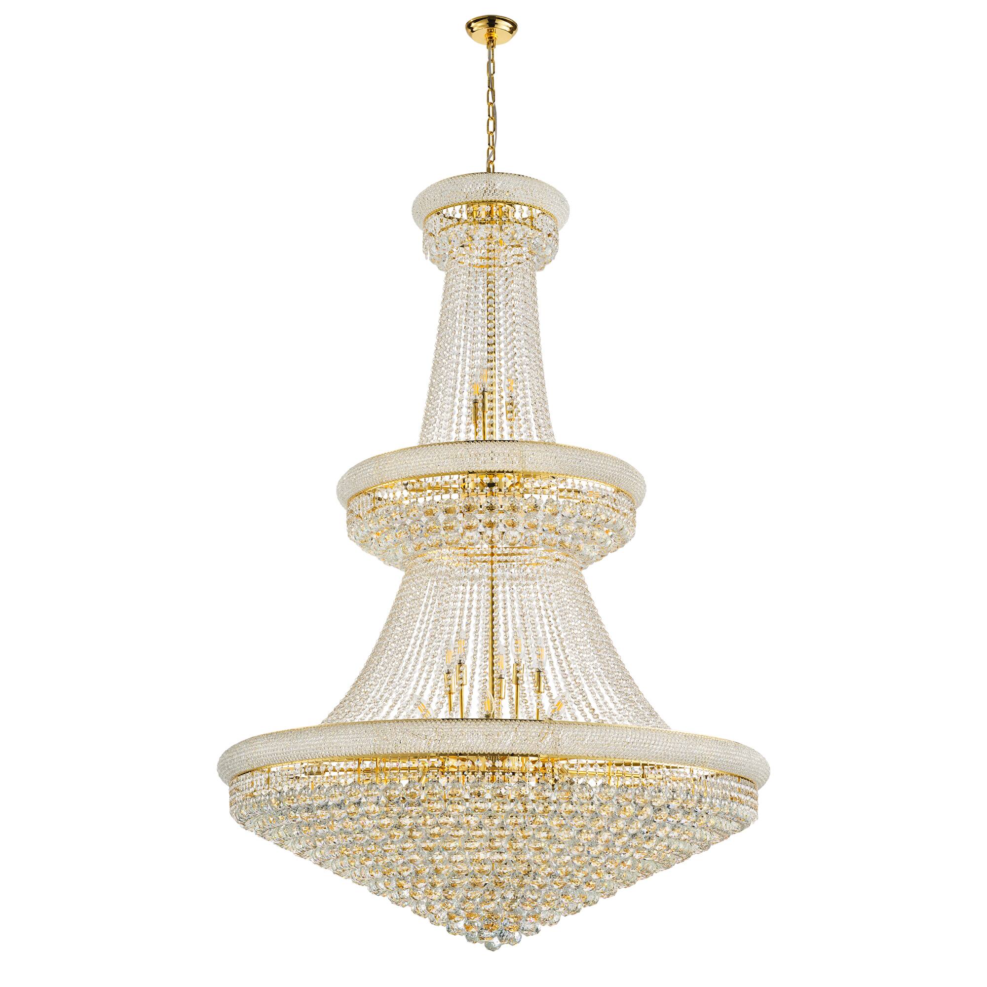 Alt View 3. Boyel Living - 48 Inch Grand Gold Crystal Chandelier 3 Tier Empire Style with 42 E12 Bulbs and 680 Crystal Balls.