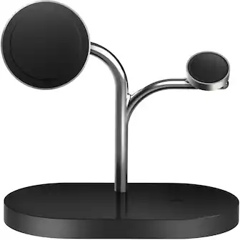 Front. Samsung - 3-in-1 Wireless Charger (Magnetic) - Black.