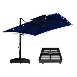 Mondawe - 10x13ft Cantilever Patio Umbrella with DIY Drape Hook and Base - Navy