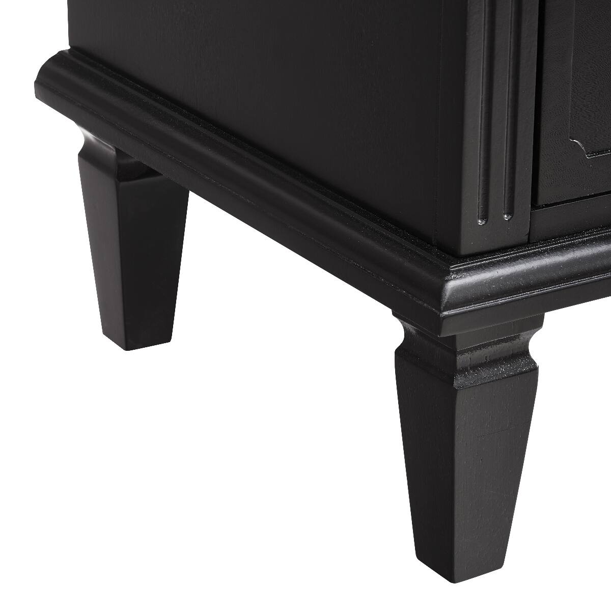 Alt View 10. Loheer - Loheer Black Nightstand With Charging Station, Two Drawers and Open Shelf - Black.
