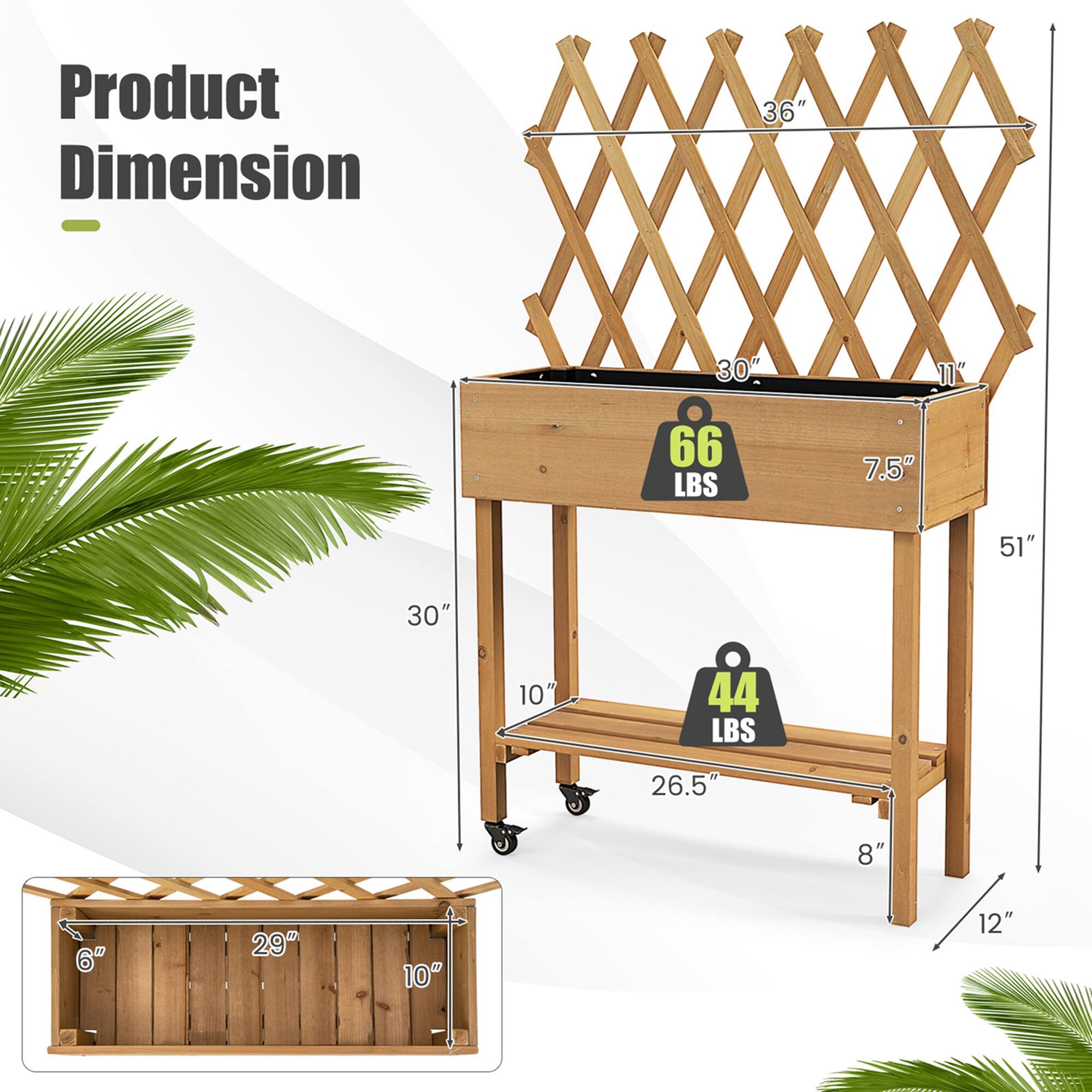 Product Dimension: 36" x 30" x 11" - 66 LBS; 7.5" x 51" x 30" - 44 LBS; 26.5" x 8" x 6" - 29" x 10" x 12" - 66 LBS.