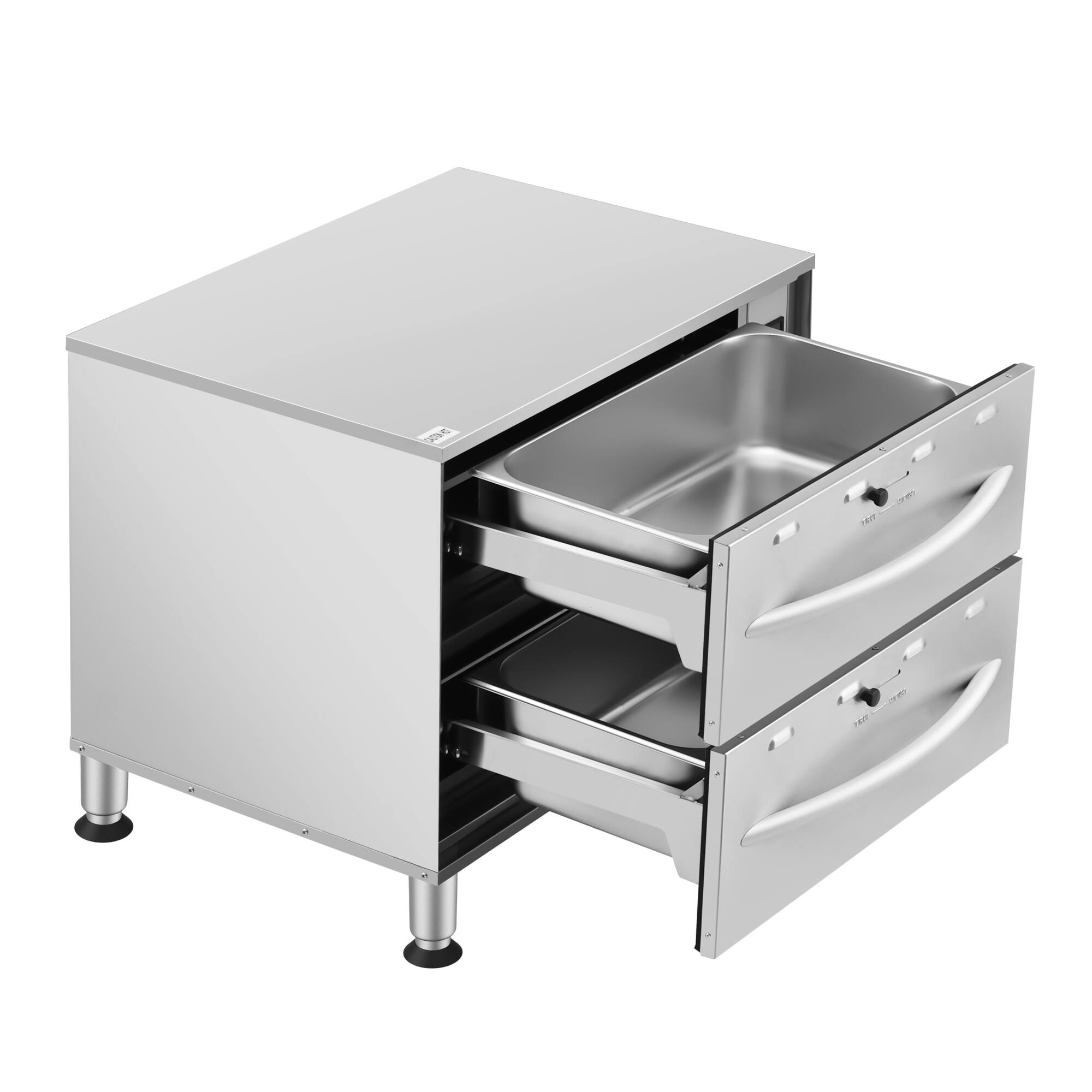 Alt View 4. Koolmore - Two-Drawer Commercial Free Standing Warming Drawers in Stainless-Steel (KM-WD-M2) - Silver.