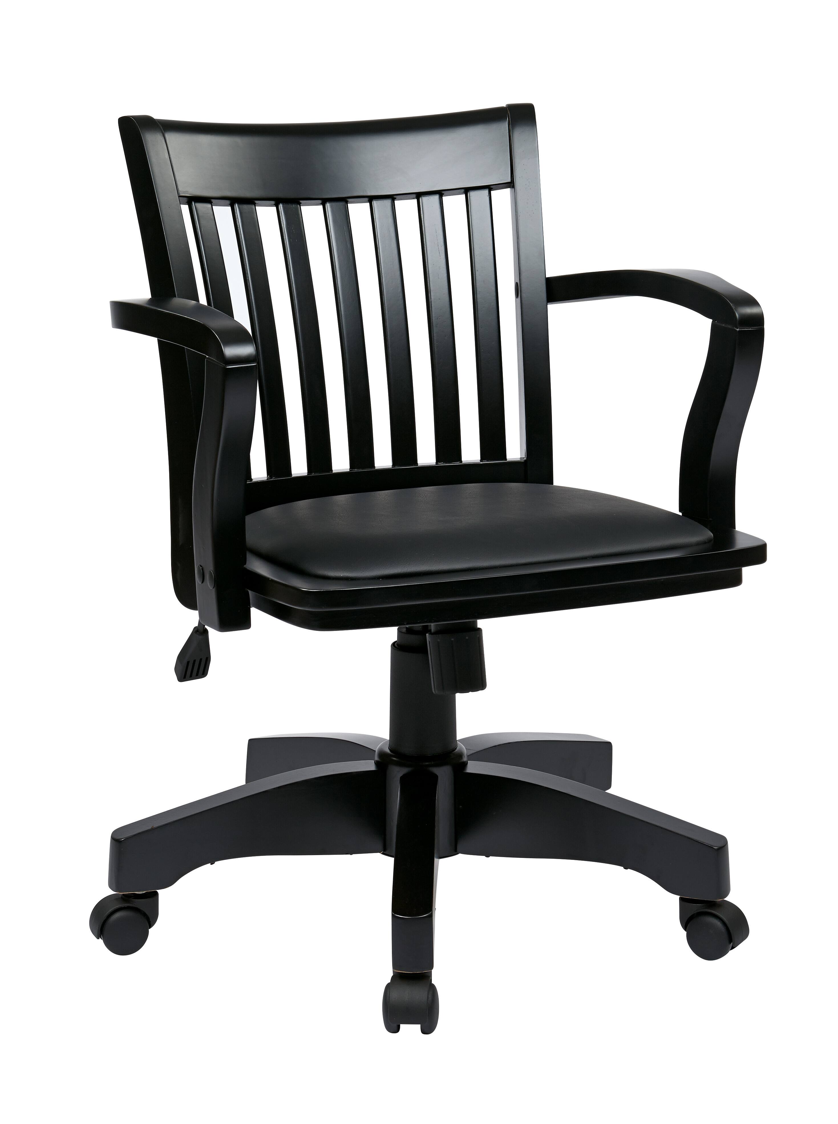 Angle. OSP Home Furnishings - Deluxe Wood Banker's Chair - Black Finish.