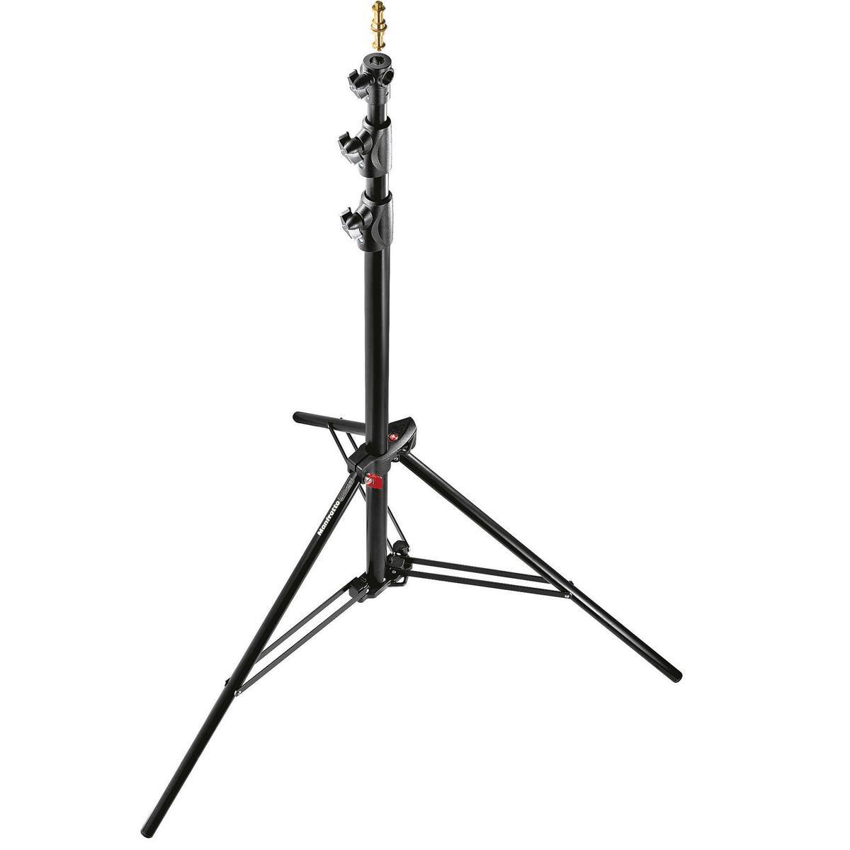 Front. Manfrotto - Manfrotto 1005BAC 107" Air Cushioned Aluminum Ranker Light Stand with 3-Sections & 2 Risers, Black.