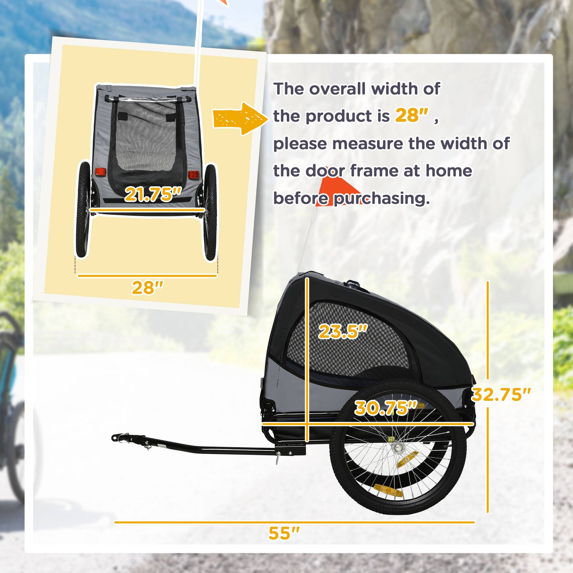 Left. Aosom - Dog Bike Trailer, Pet Wagon with Steel Frame, Hitch Coupler, Quick Release Wheels, Reflectors, Flag, Travel Carrier.