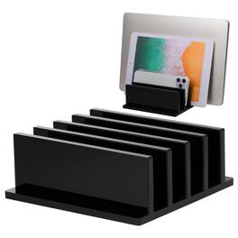 HongFei - 1 Piece 4-Compartment Acrylic Vertical Laptop Stand, Fits Laptops Less Than 2 cm Thick - Black