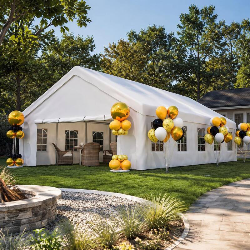 Left. RYHNUYNE - 20x32 FT Party Tent 3 Bags Removable Sidewalls Canopy Weddings BBQs Camping Carport - White.