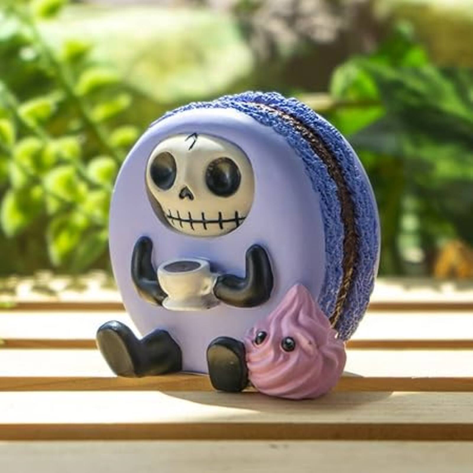 Alt View 2. Pacific Trading - Furrybones Ronny The Lavender Purple Macaron With Coffee Cup Furry Bone Figurine - Purple.