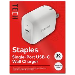 Staples TECH - USB-C Wall Charger, 20W, White (ST62322)