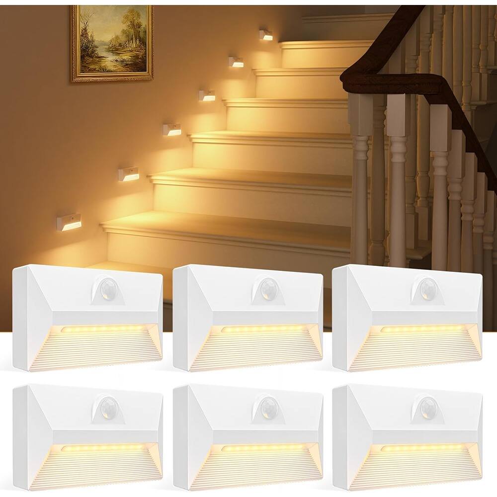 Angle. ACJPR - Motion Sensor Stair Lights 6 Pack, Rechargeable LED Night Lights with 3 Modes and 3 Color Temperatures for Stairs, Hallw.